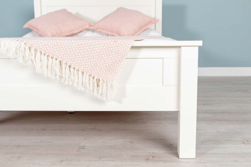 Vaikun Soft White Solid Wood Bed Frame – 5ft King Size Clearance - Image 3