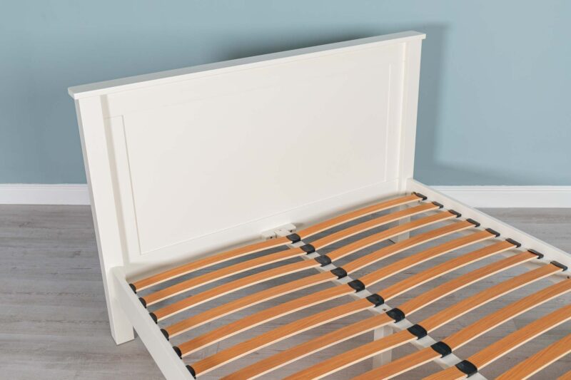 Vaikun Soft White Solid Wood Bed Frame – 5ft King Size Clearance - Image 11