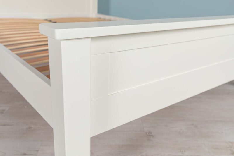 Vaikun Soft White Solid Wood Bed Frame – 5ft King Size Clearance - Image 9