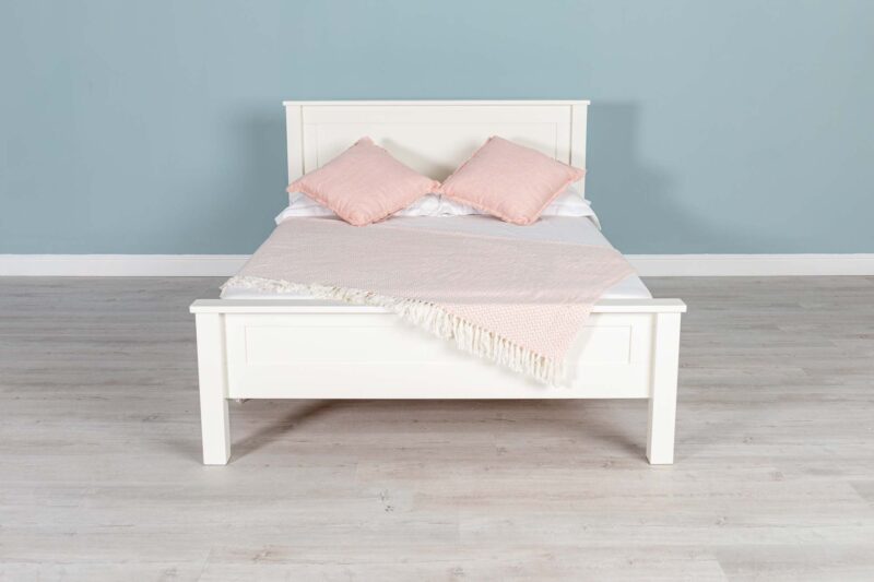 Vaikun Soft White Solid Wood Bed Frame – 5ft King Size Clearance - Image 2