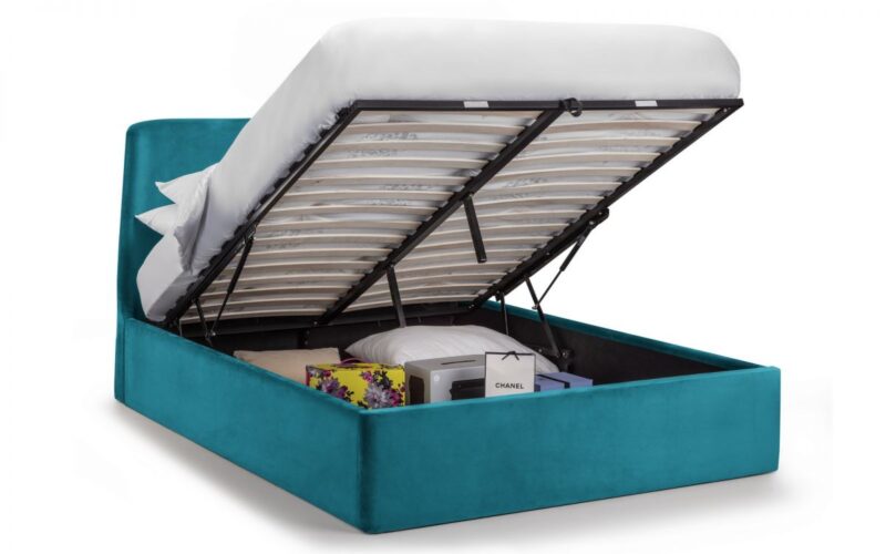 Vaikun Velvet Fabric Ottoman Storage Bed Frame – 4ft6 Double - Image 4