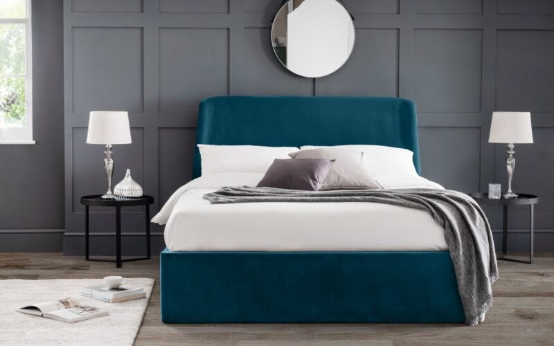 Vaikun Velvet Fabric Ottoman Storage Bed Frame – 4ft6 Double - Image 2