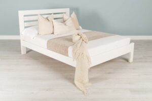 Vaikun Soft White Solid Wood Bed Frame – 5ft King Size Clearance