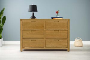 Natural Oak 6 Drawer Chest of Drawers - Style 5