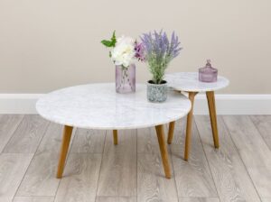 Round White Solid Marble Coffee Table