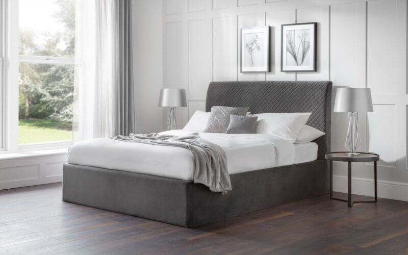 Vaikun Velvet Fabric Ottoman Storage Bed Frame – 6ft Super King