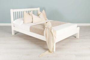 Vaikun Soft White Solid Wood Bed Frame – 5ft King Size Clearance