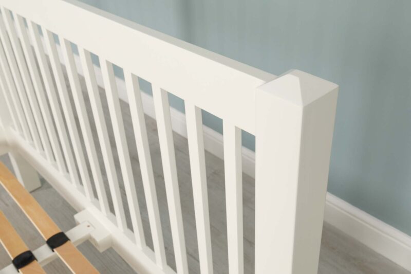 Vaikun Soft White Solid Wood Bed Frame – 5ft King Size Clearance - Image 8