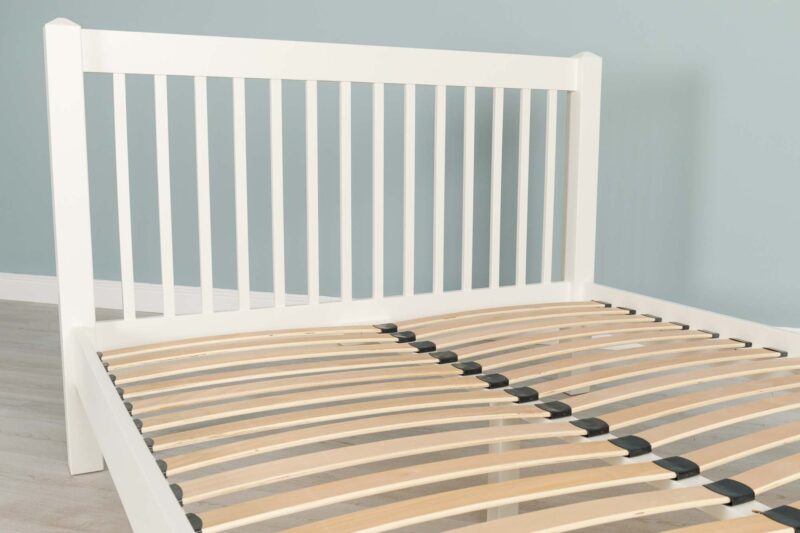 Vaikun Soft White Solid Wood Bed Frame – 5ft King Size Clearance - Image 15