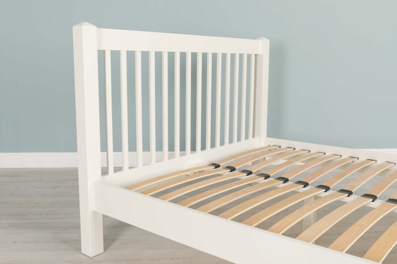 Vaikun Soft White Solid Wood Bed Frame – 5ft King Size Clearance - Image 13