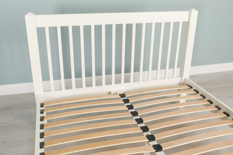 Vaikun Soft White Solid Wood Bed Frame – 5ft King Size Clearance - Image 11