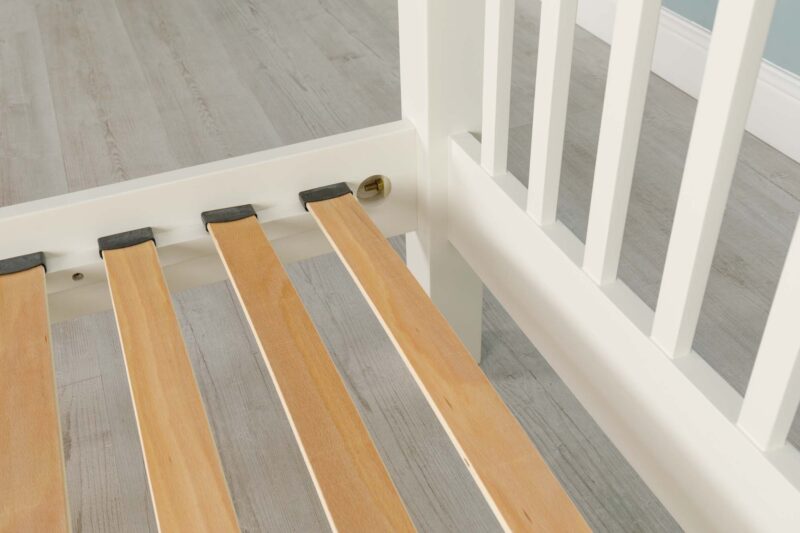 Vaikun Soft White Solid Wood Bed Frame – 5ft King Size Clearance - Image 9