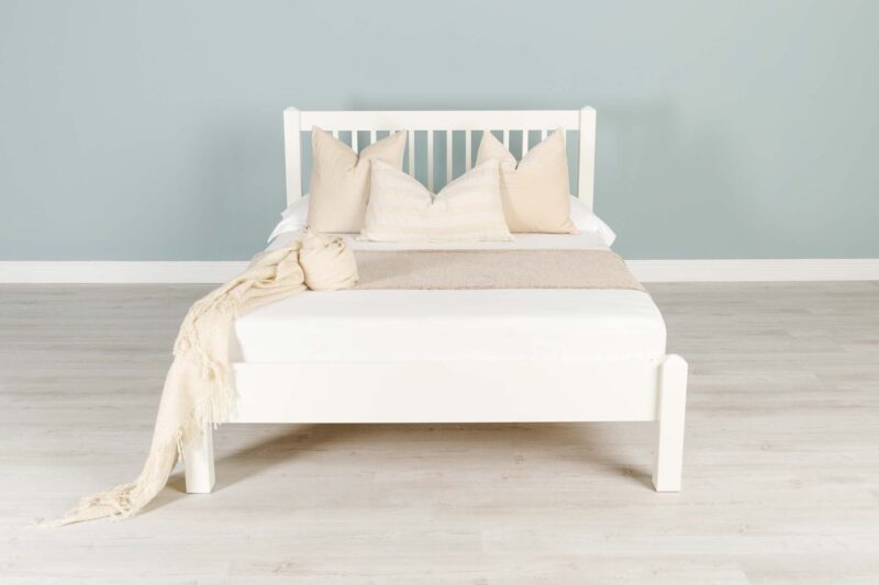 Vaikun Soft White Solid Wood Bed Frame – 5ft King Size Clearance - Image 2