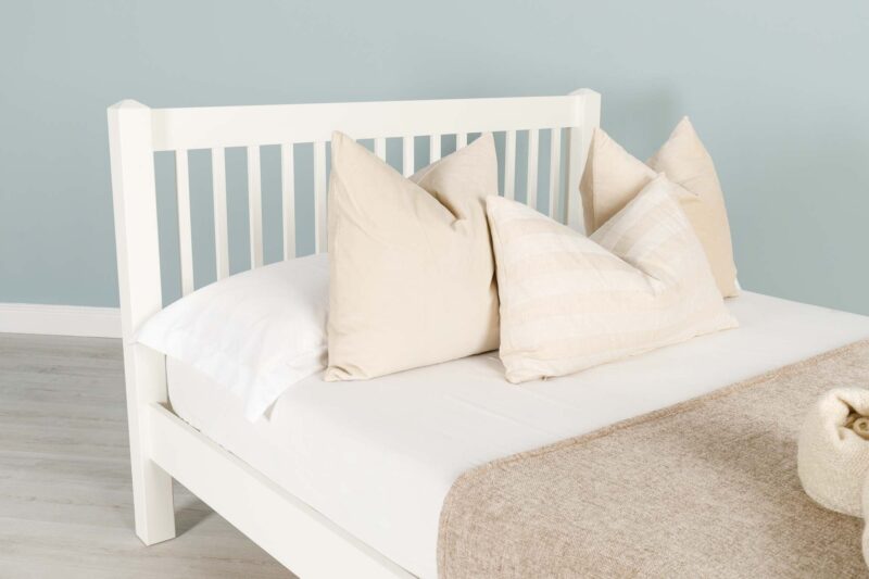 Vaikun Soft White Solid Wood Bed Frame – 5ft King Size Clearance - Image 3