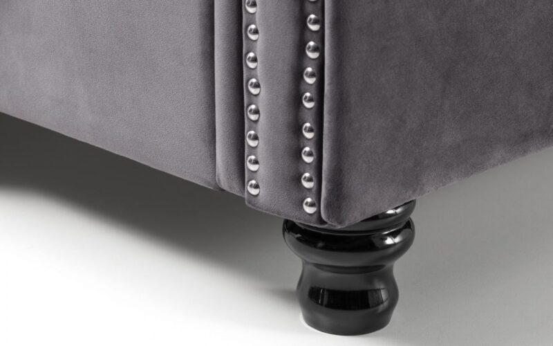 Vaikun Velvet Fabric Sleigh Bed Frame – 5ft King Size - Image 8