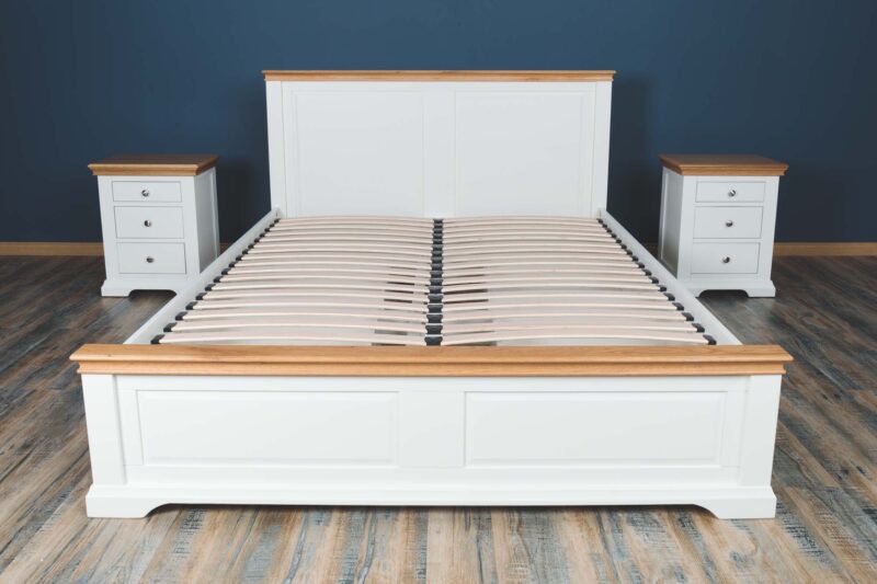 Vaikun Solid Wood Storage Bed Frame – 6ft Super King, Soft White & Oak Finish - Image 6
